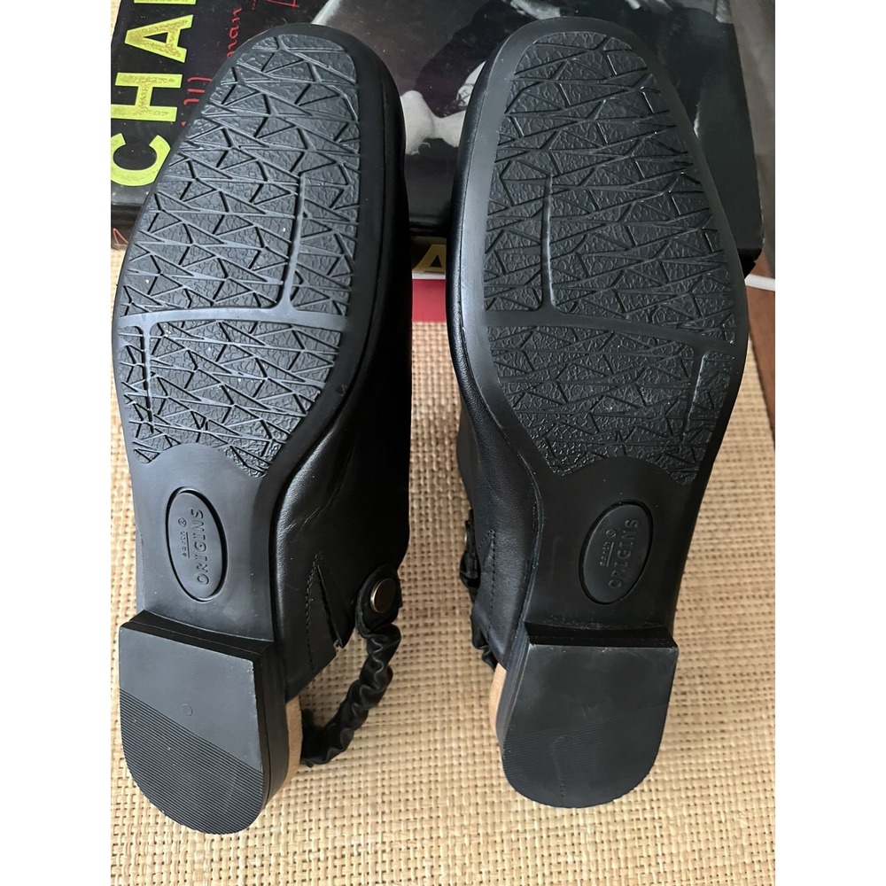 Earth ORIGIN Size 8W REN Black Leather Slingback Sandals - Picture 9 of 11